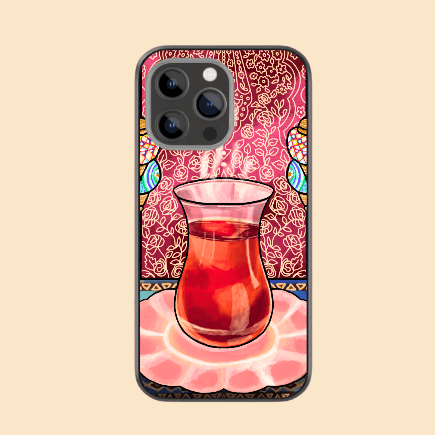 Hand-drawn Glass Phone Case - Turkish Tea