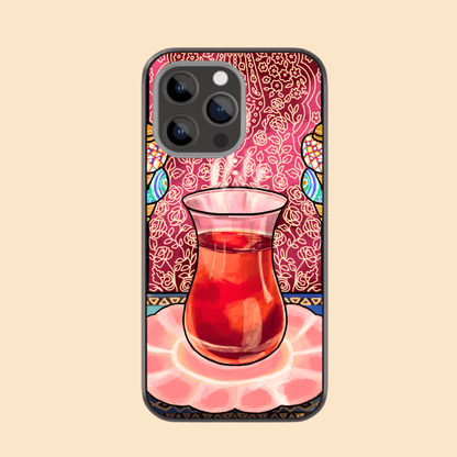 Hand-drawn Glass Phone Case - Turkish Tea