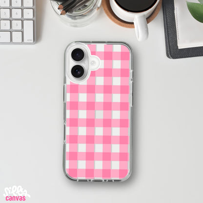 Strawberry Picnic Checks Charm Case - Silicone Clear Case with Charm