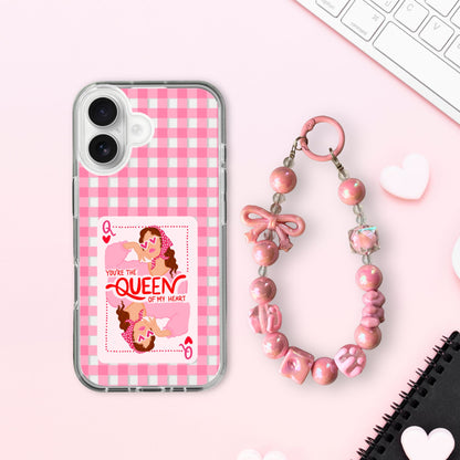 Silicone Clear Case with Pink Charm Queen of Hearts