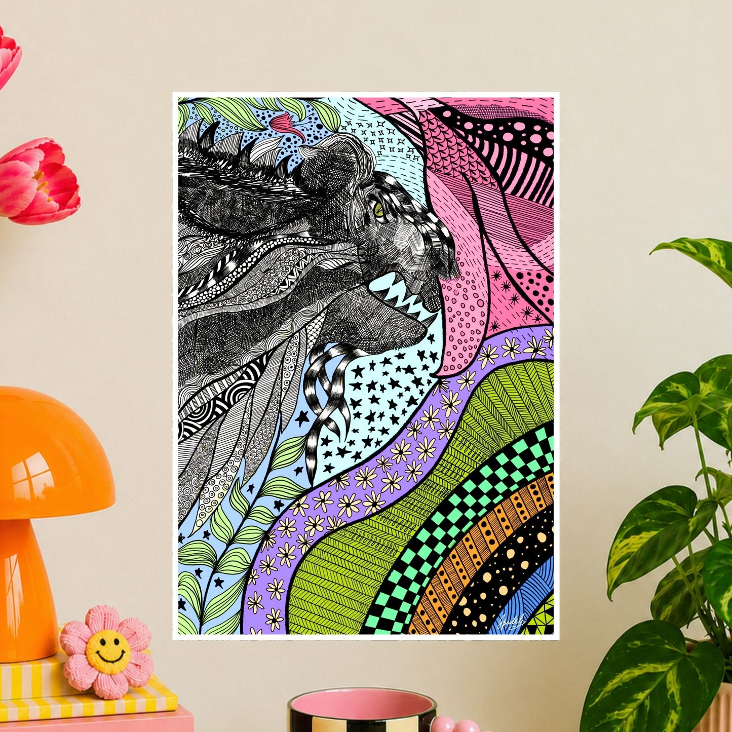 Lion in the Jungle Sketch Wall Art