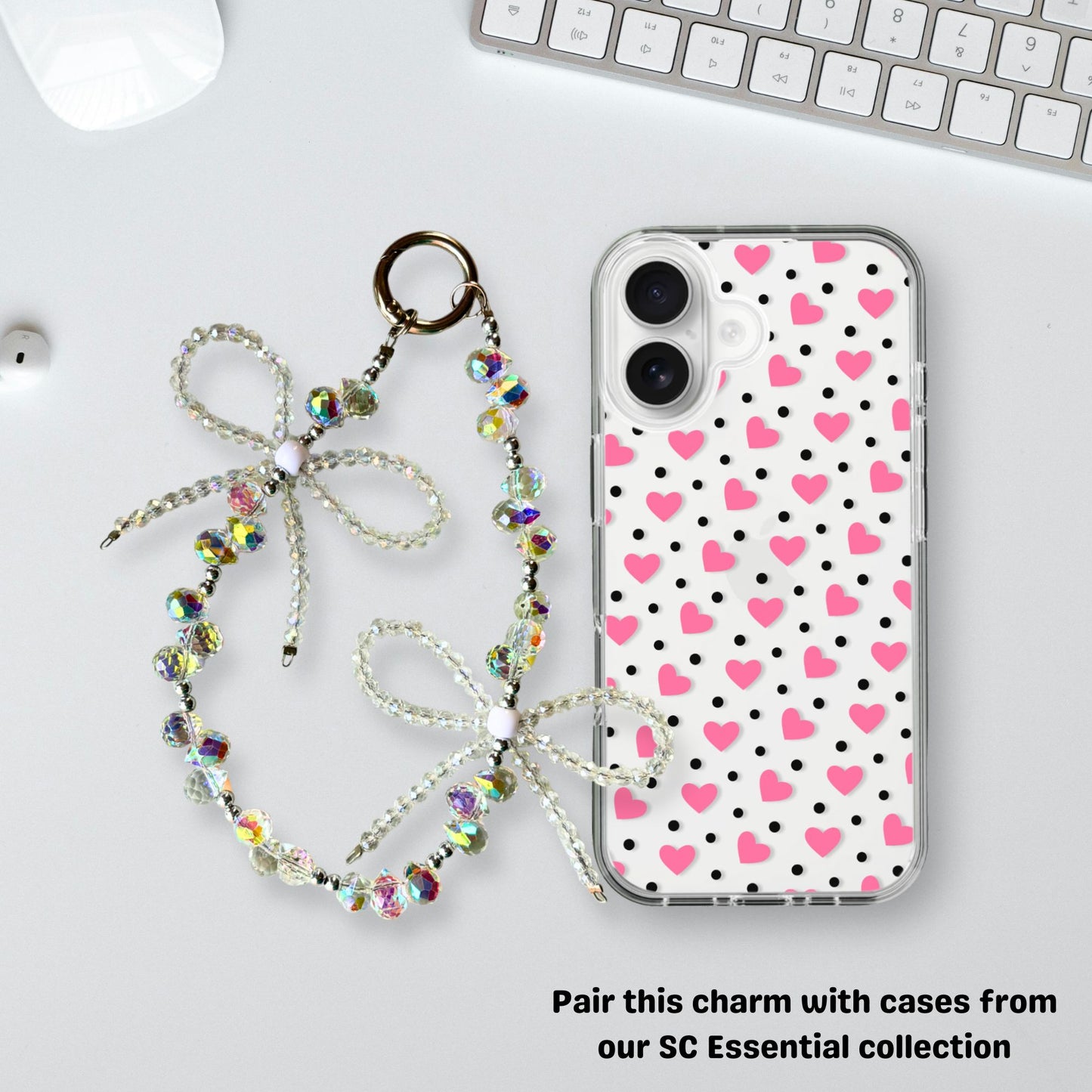 Glam Crystal Double Bow Phone & Bag Fashion Charm