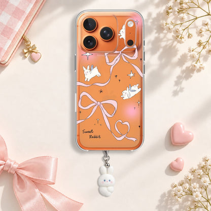 Sweet Rabbit Bow Silicone Case with Cute Charm