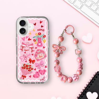 Silicone Clear Case with Pink Charm Be Mine