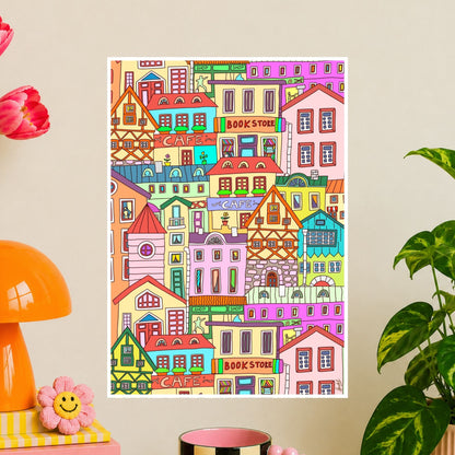 Colourful Old Town Urban Wall Art
