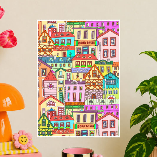 Colourful Old Town Urban Wall Art
