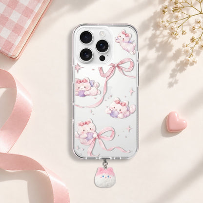 Ribbon Kitten Silicone Case with Cute Charm