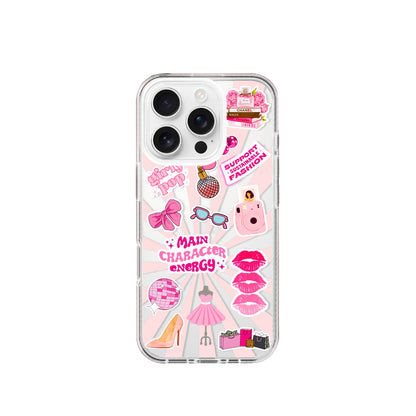 Clear Silicone Case Pink Main Character Energy Fashion Sticker
