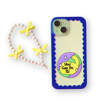 Silicone Clear Case with Yellow Bow Charm You Can Do It