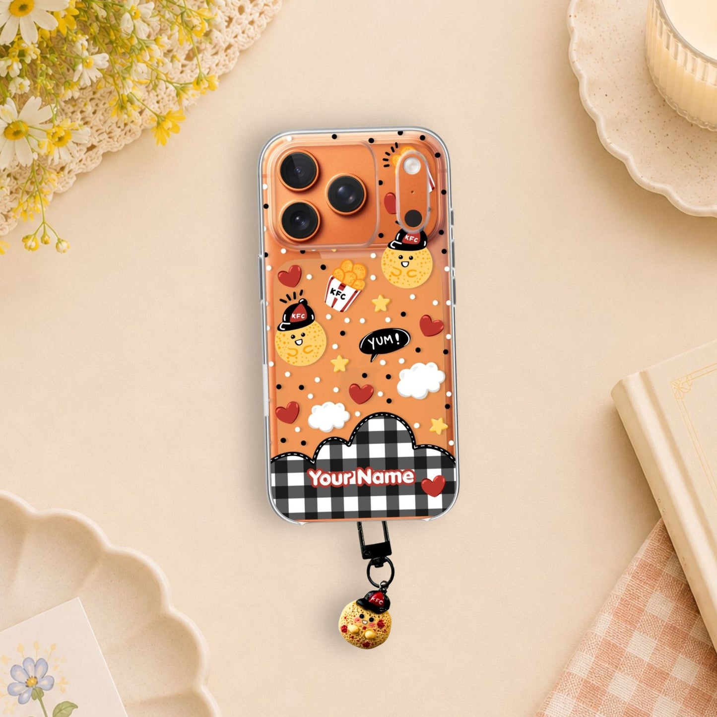 KFC Clear Silicone Phone Case with Small Charm