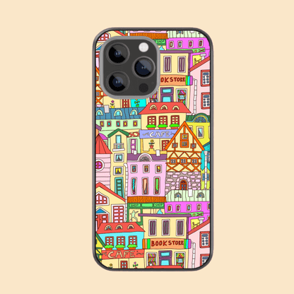 Hand-drawn Glass & Hybrid Matte Phone Case - Old Town