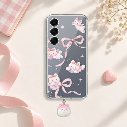 Ribbon Kitten Silicone Case with Cute Charm