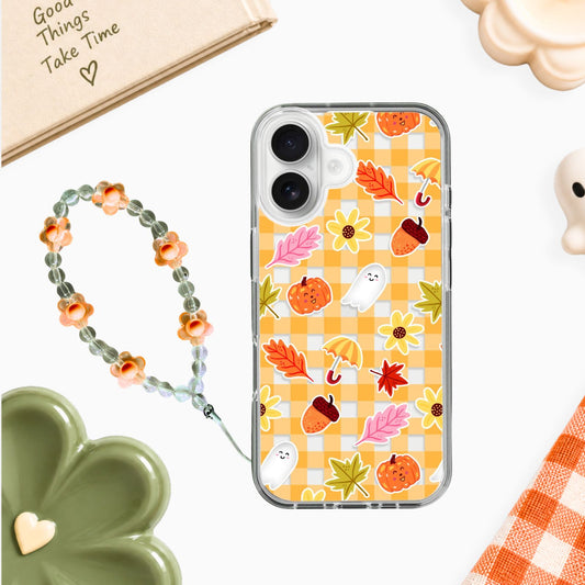 Autumn Gingham Clear Silicone Case with Charm