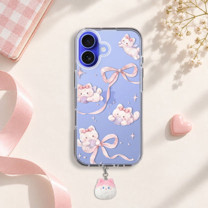 Ribbon Kitten Silicone Case with Cute Charm