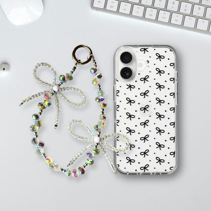 Little Black Bows Charm Case - Silicone Clear Case with Charm