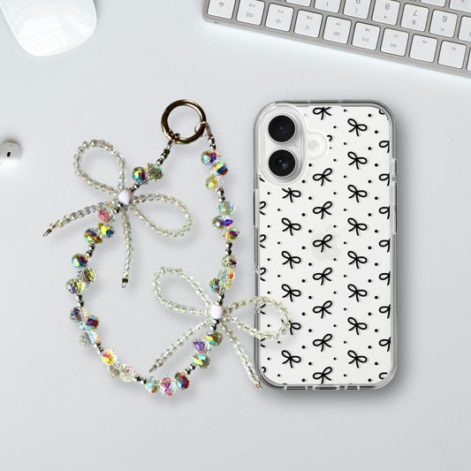 Little Black Bows Charm Case - Silicone Clear Case with Charm