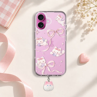 Ribbon Kitten Silicone Case with Cute Charm