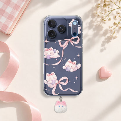 Ribbon Kitten Silicone Case with Cute Charm