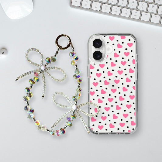 Lots of Love, Little Dots Charm Case - Silicone Clear Case with Charm