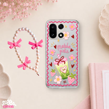 Matcha Girlie Clear Silicone Case with Charm