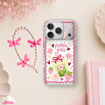 Matcha Girlie Clear Silicone Case with Charm