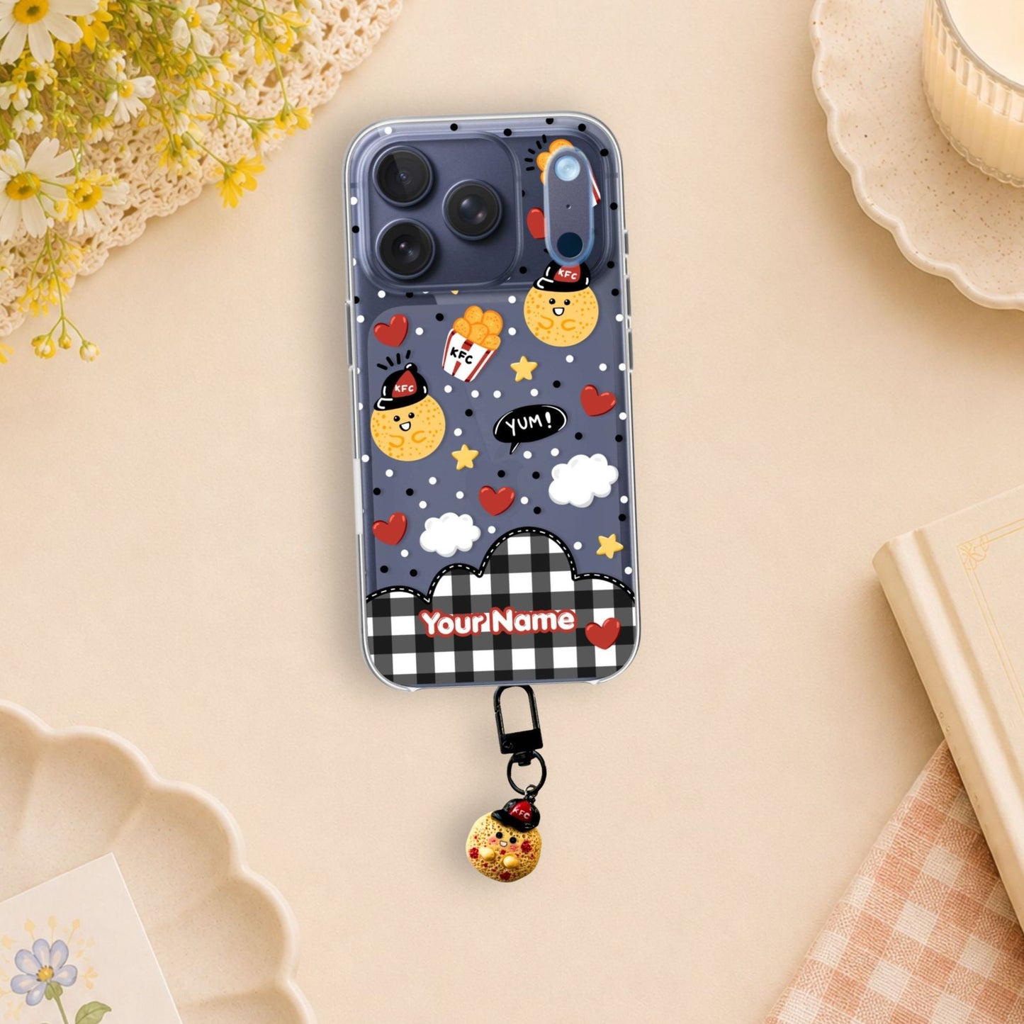 KFC Clear Silicone Phone Case with Small Charm