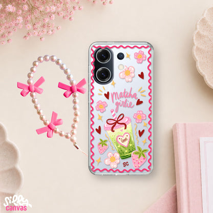 Matcha Girlie Clear Silicone Case with Charm