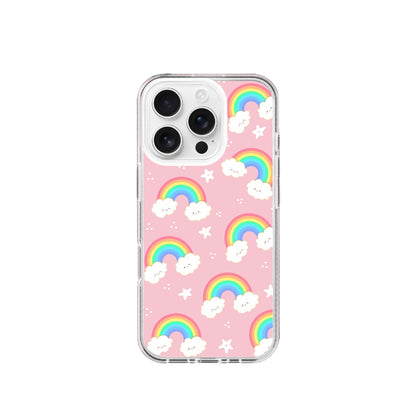 Happy Rainbows Pattern Pink Silicone Phone Case