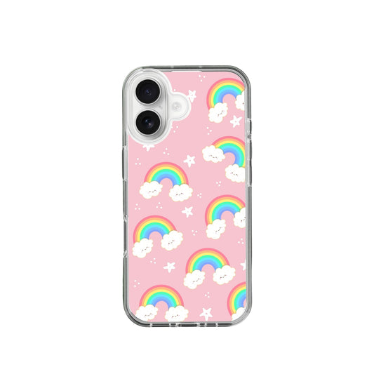 Happy Rainbows Pattern Pink Silicone Phone Case
