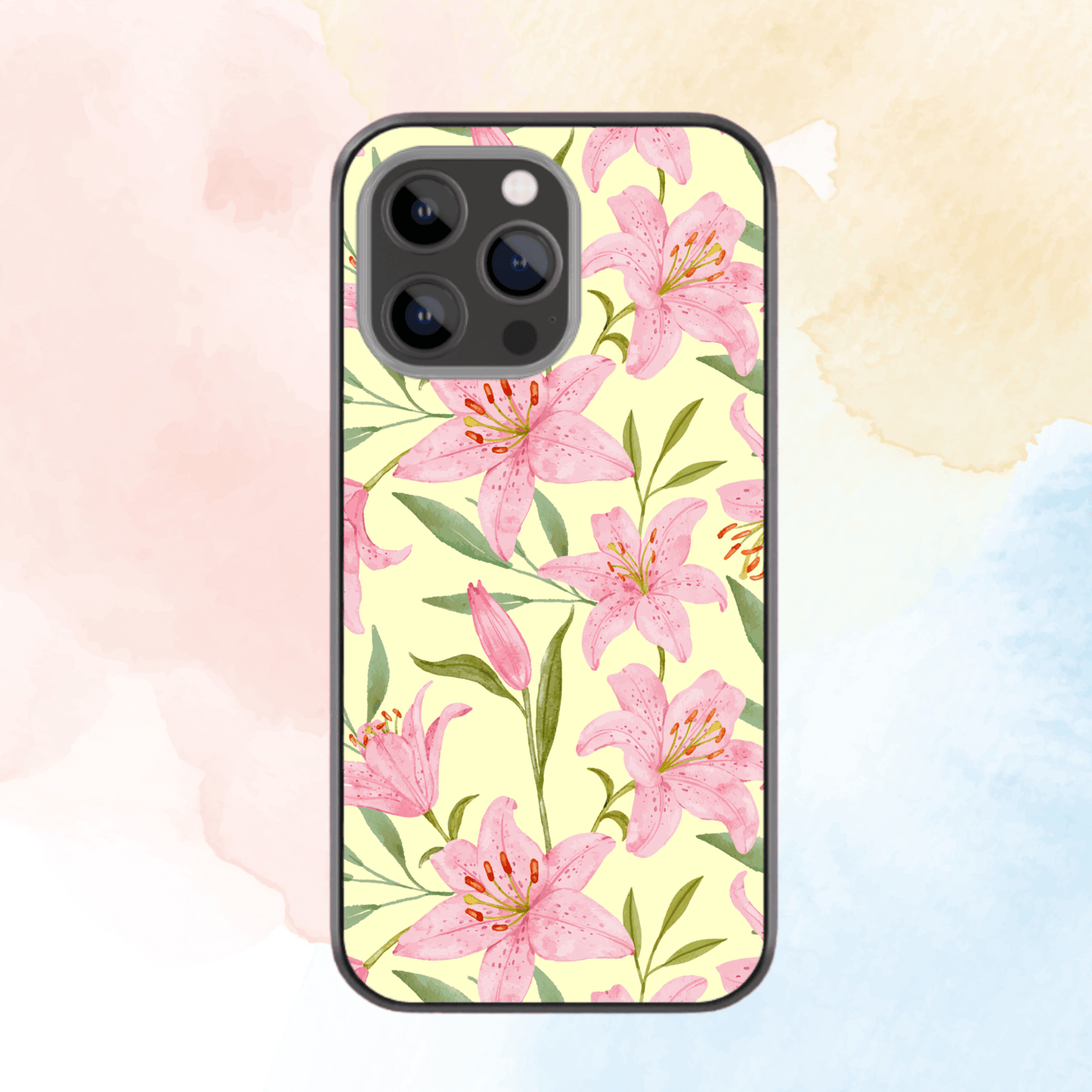 Floral Glass Phone Case Lillies