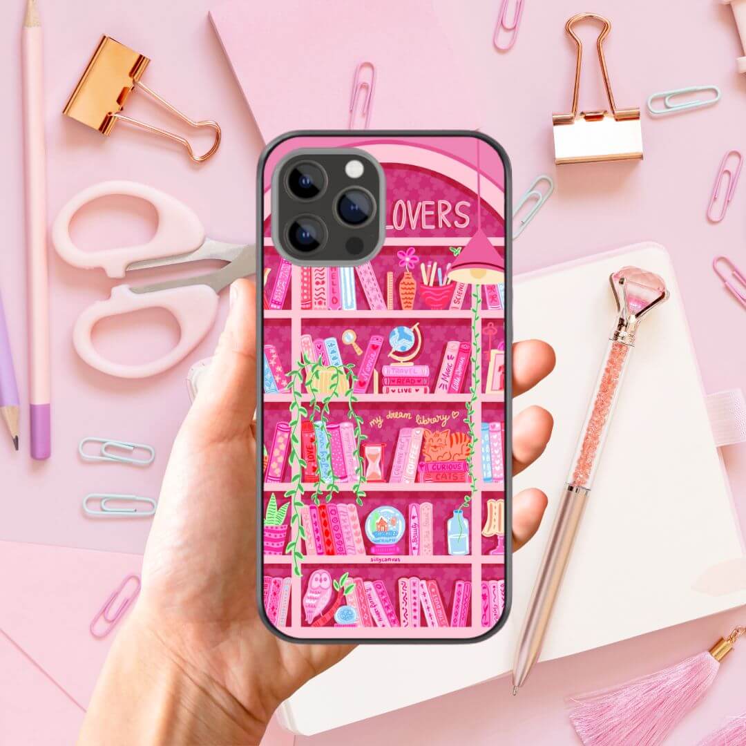 Booklovers Pink Glass & Hybrid Matte Phone Case