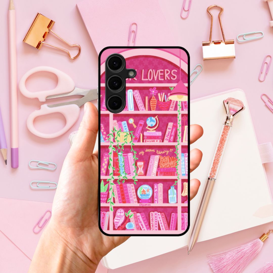 Booklovers Pink Glass & Hybrid Matte Phone Case