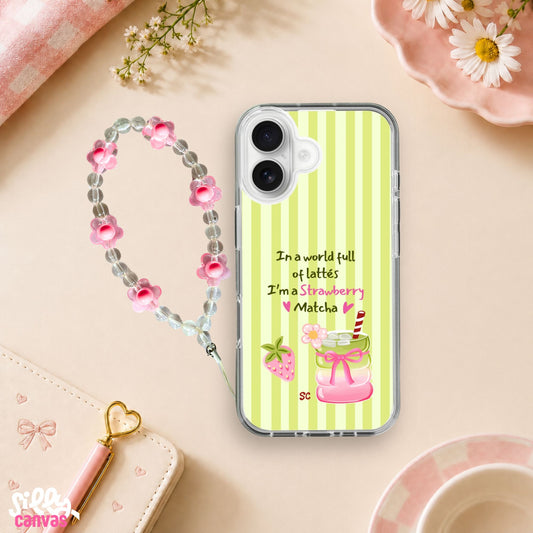 I'm A Strawberry Matcha Silicone Case with Charm