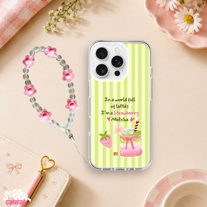 I'm A Strawberry Matcha Silicone Case with Charm