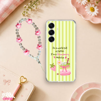 I'm A Strawberry Matcha Silicone Case with Charm