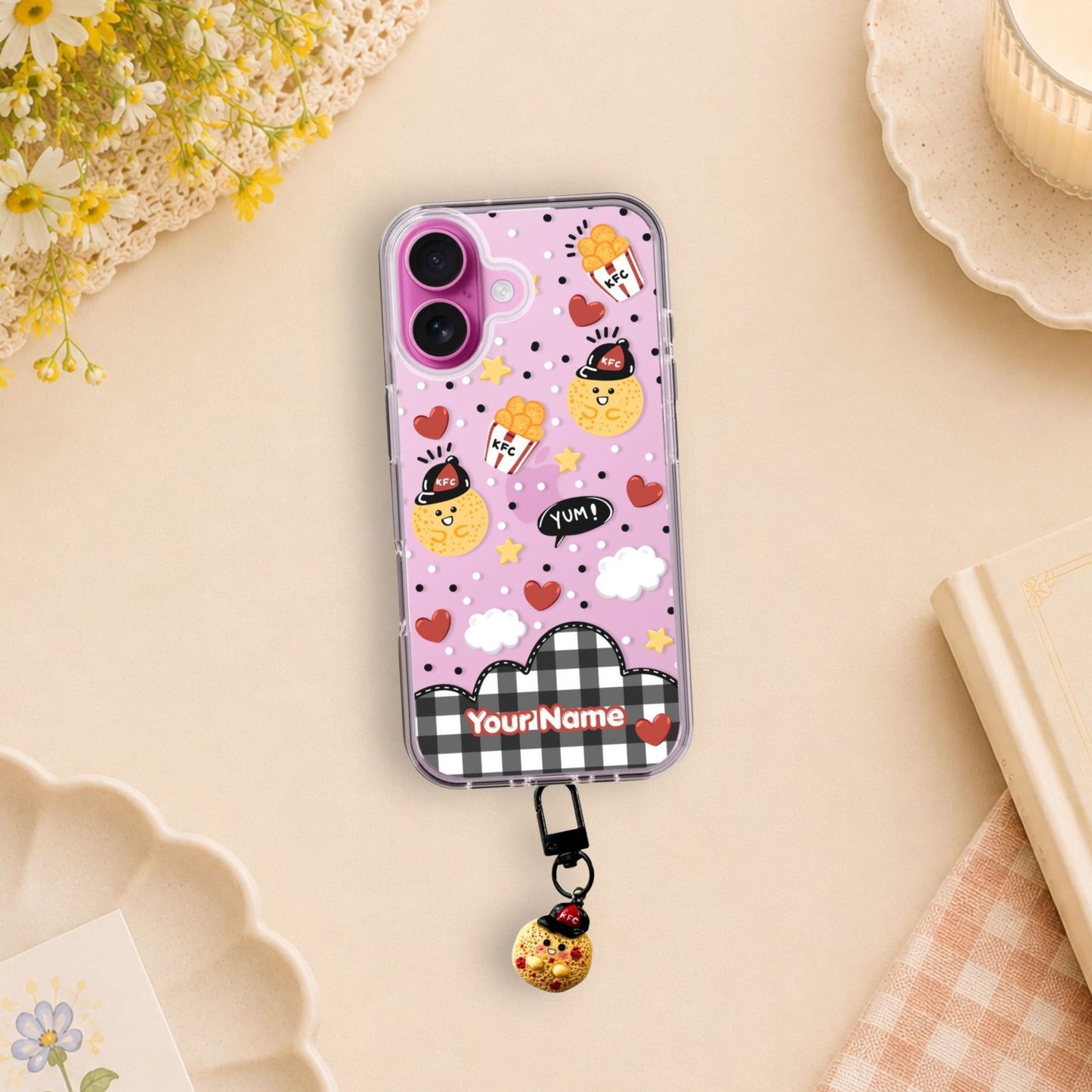 KFC Clear Silicone Phone Case with Small Charm