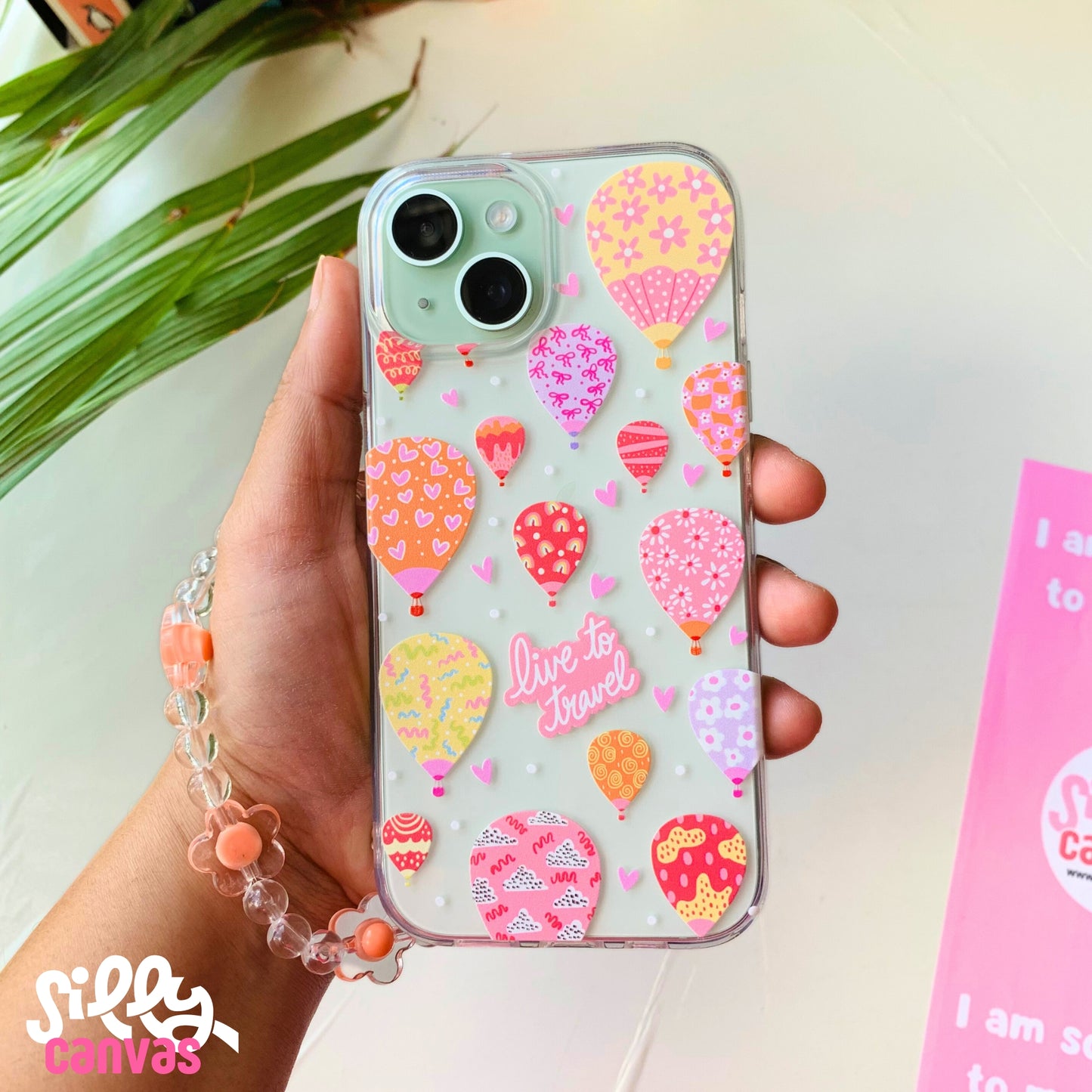 Silicone Clear Case with Orange Charm Live to Travel