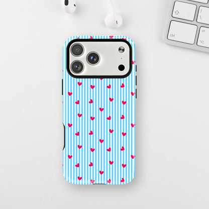 Blue Stripes & Hearts Armour Case