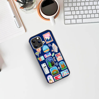 Travel Stickers Blue Glass & Hybrid Matte Phone Case