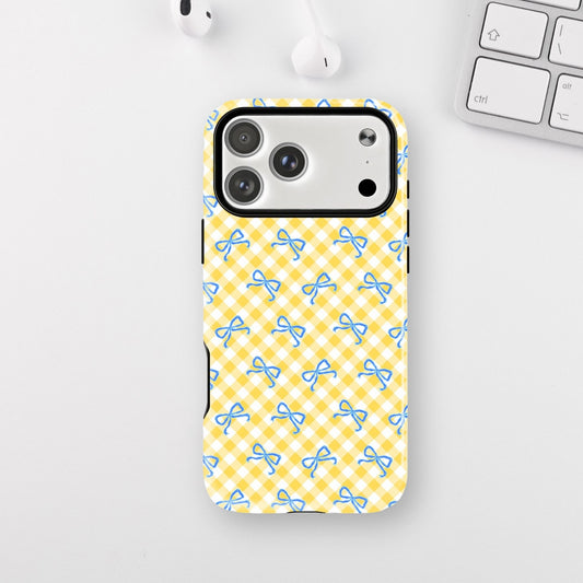 Blue Bow Pattern on Yellow Armour Case