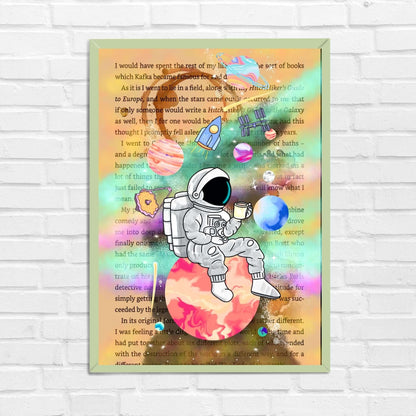 Astronaut with Coffee in Space Wall Art