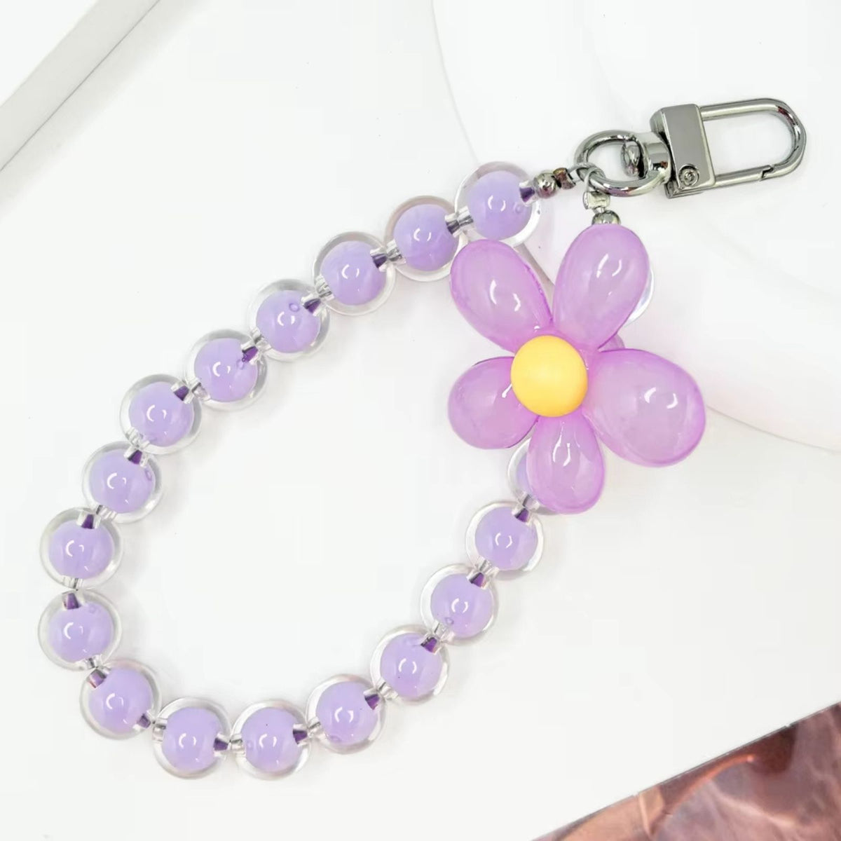 Purple Flower Charm with Beads