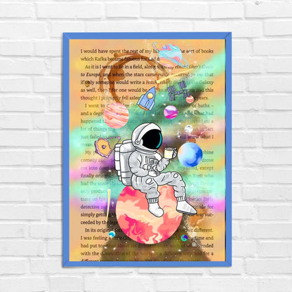 Astronaut with Coffee in Space Wall Art