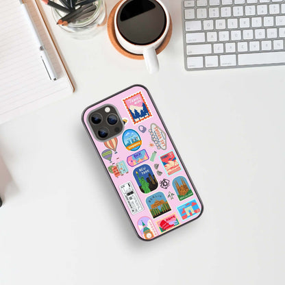 World Traveller Pink Sticker Glass Case
