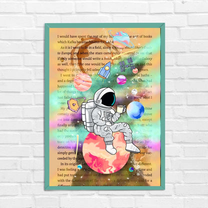 Astronaut with Coffee in Space Wall Art