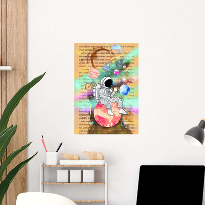 Astronaut with Coffee in Space Wall Art