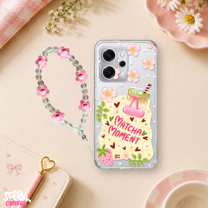 Matcha Moment Clear Silicone Case with Charm