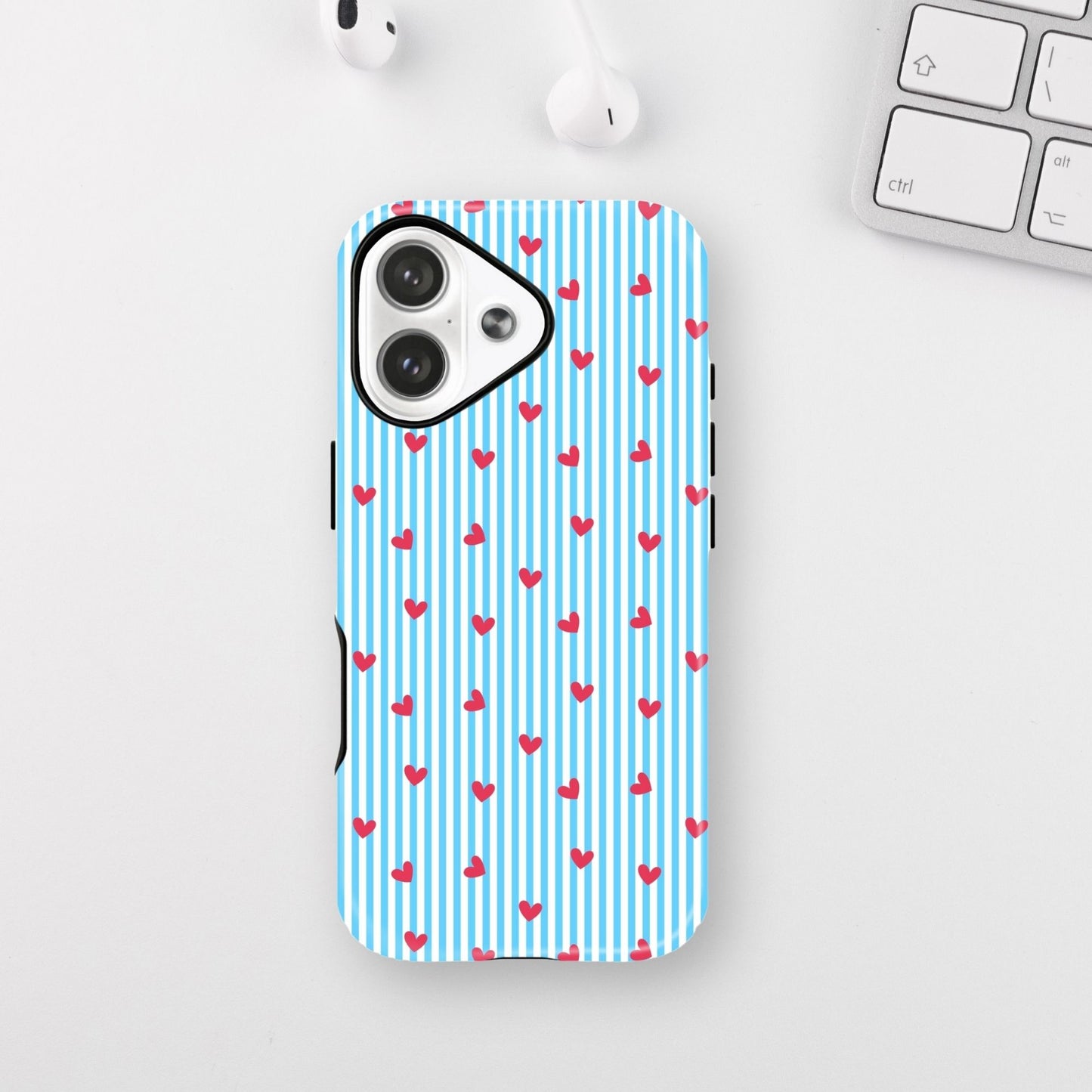 Blue Stripes & Hearts Armour Case