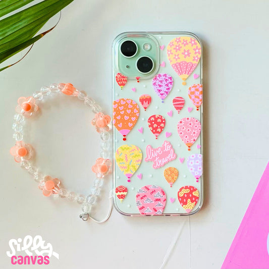 Silicone Clear Case with Orange Charm Live to Travel