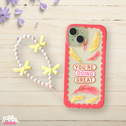 Silicone Clear Case with Yellow Bow Charm You are doing Great